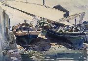 John Singer Sargent Boats Drawn Up painting